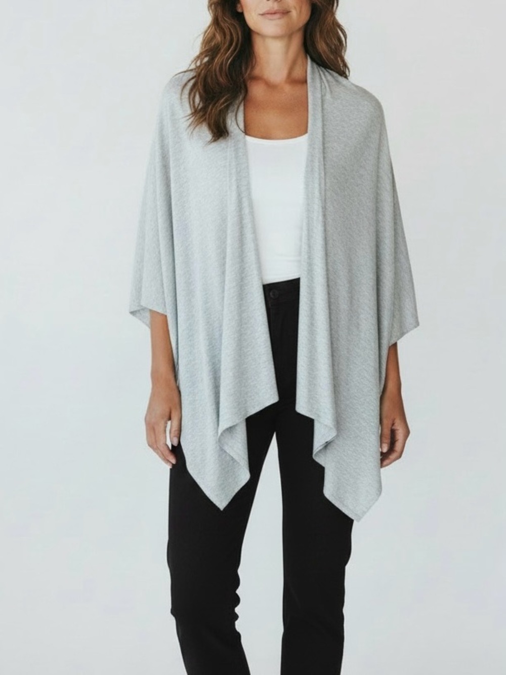 Banana Republic Light Gray Open-Front Draped Cardigan